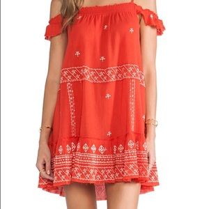 Free People Red and White Mini Dress
